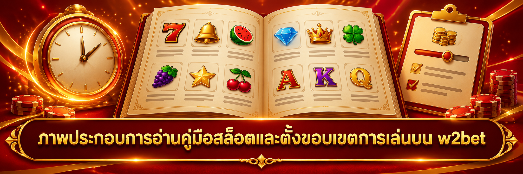 ภาพประกอบการอ่านคู่มือสล็อตและตั้งขอบเขตการเล่นบน w2bet